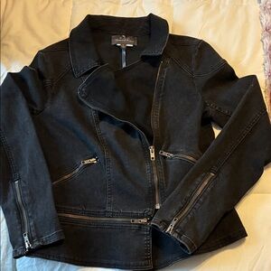 PJK Patterson J. Kincaid Black Jean Jacket with Zipper Accents